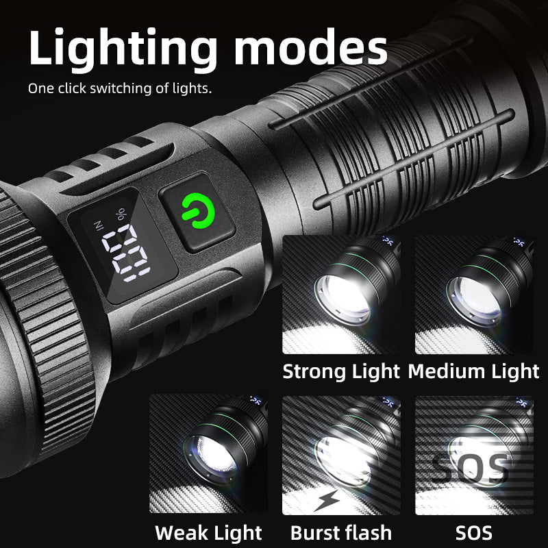 Extremely powerful 10,000 lumen flashlight