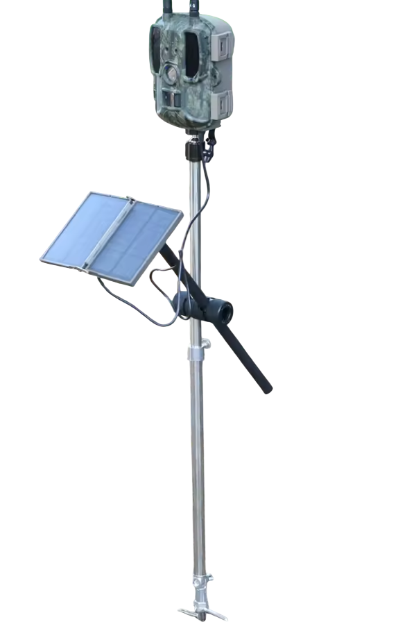 Mounting stand for trail camera and solar panel